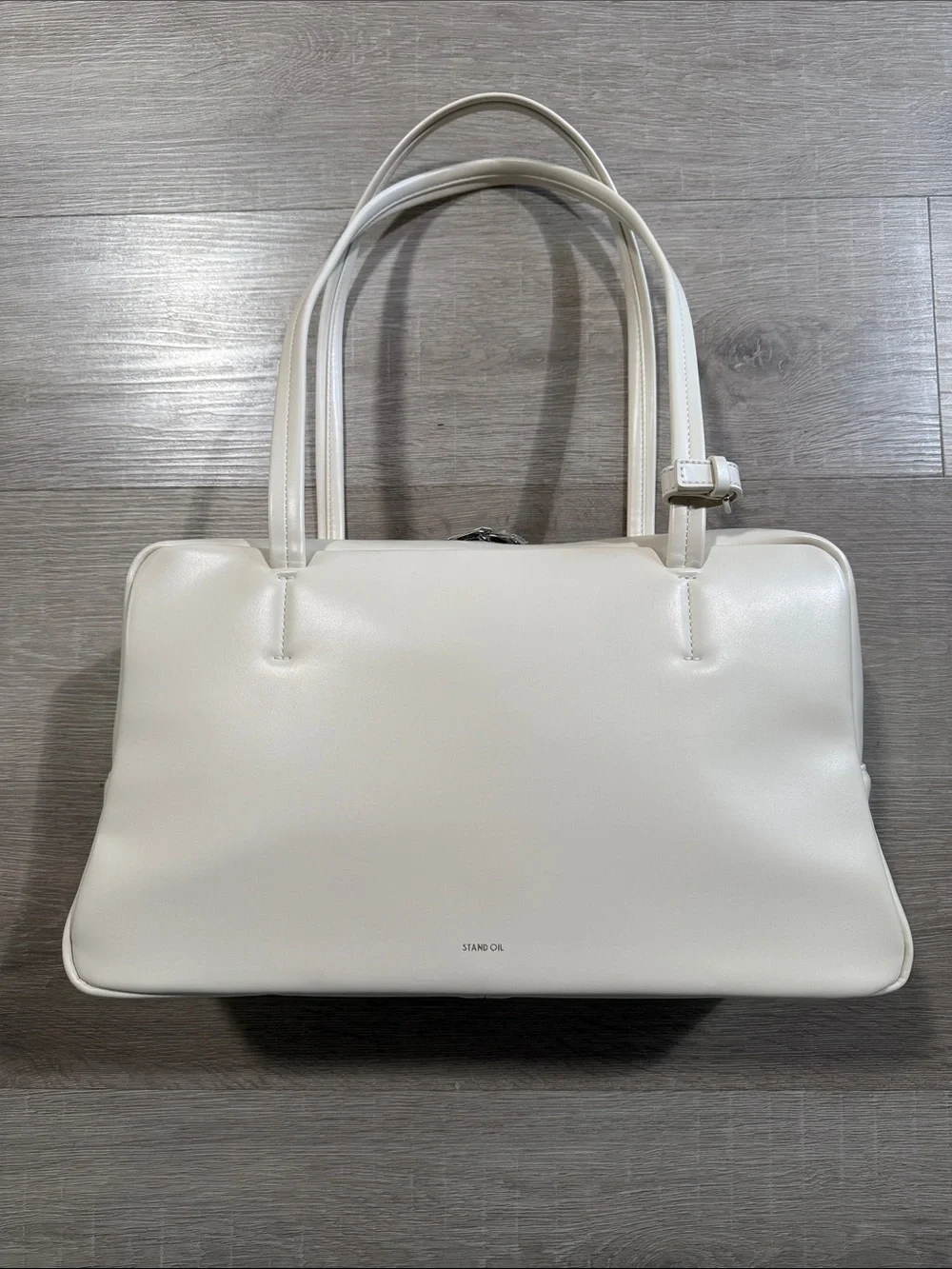Stand Oil Cream Tote with Double Top Handles